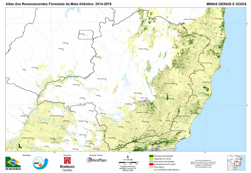 Minas Gerais voltou a ser campeã de desmatamento. Crédito das imagens: SOS Mata Atlântica / INPE