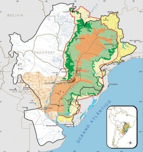 Mapa esquemático do Aqüífero Guarani.