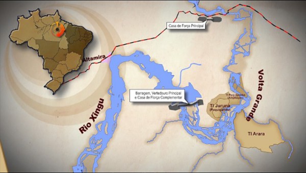 Mapa ilustra a localização de Belo Monte (Fonte: Catraca Livre)