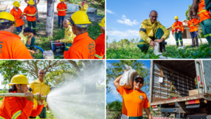 Pantaneiros com roupa laranja SOS Pantanal recebem equipamentos para combate a incêndios